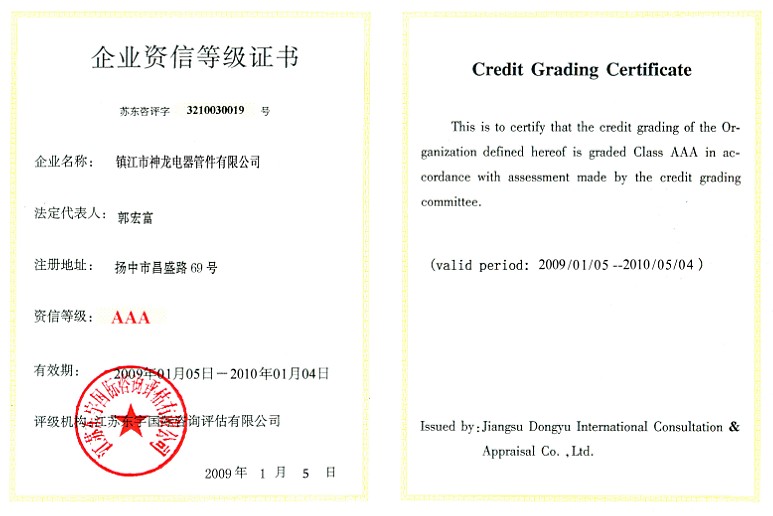 企业资信等级证书